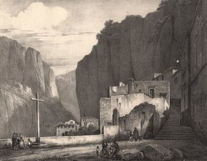Udsigt over Amalfi, Campania, Italien, litografi efter tegning af Jules Coignet (1798-1860), 258x245 cm