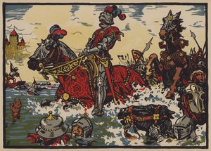 Schweizernes sejr over burgunderne i slaget ved Morat, 22. juni 1476 (farve litho)
