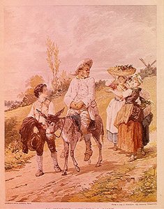Mølleren, hans søn og æslet (litografi, 20. århundrede)
