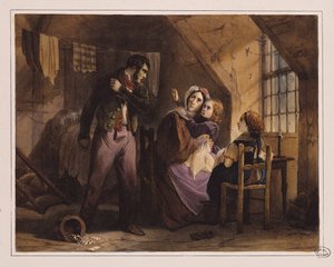 Last og dyd: Elendighed (farvelitografi) af Jules David