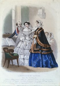 Brudekjole, modetallerken fra Le Moniteur de la Mode, 1854 af Jules David