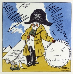 Austerlitz, Jena, Wagram: Karikatur på Napoleon 1. - i "" Histoire de France"" af Jules Depaquit, ill. af ham selv, red. Jonquieres, Paris