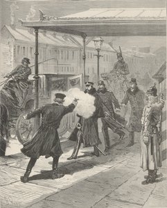 Mordet på grev Mikhail Loris-Melikov. Fra Le Monde Illustré, 1880. af Jules Descartes Férat