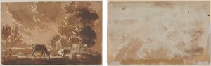 Landskab med kvæg (recto) Kvæg (verso) af Jules Dupré