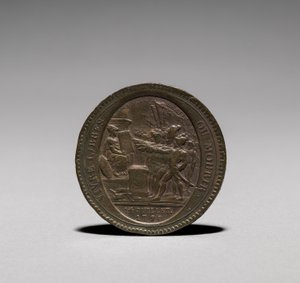 Medalje: Fem Soler udstedt af Monneron Brothers, Paris, 1792 forside. af Jules Dupré