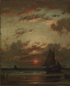Solnedgang ved kysten af Jules Dupré