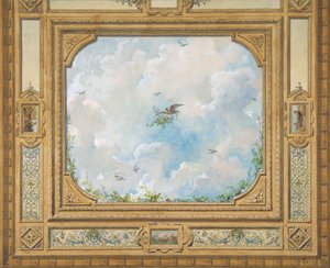 Design til et loft dekoreret med skyer og fugle, 1830-97. Skaber: Jules-Edmond-Charles Lachaise, Eugène-Pierre Gourdet.
