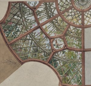 Design til et loft med gitterværk og blomstrende vinstokke, anden halvdel af 1800-tallet. Skaber: Jules-Edmond-Charles Lachaise, Eugène-Pierre Gourdet.