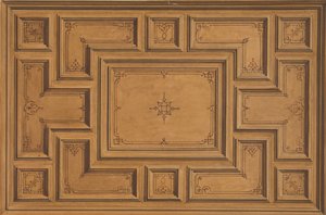 Design til et dekoreret loft, 1840-97. Skaber: Jules-Edmond-Charles Lachaise, Eugène-Pierre Gourdet. af Jules Edmond Charles Lachaise and Eugène Pierre Gourdet