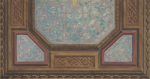 Design til malet udsmykning af et kasseloft med monogrammet: H, 1830-97. Skaber: Jules-Edmond-Charles Lachaise, Eugène-Pierre Gourdet. af Jules Edmond Charles Lachaise and Eugène Pierre Gourdet