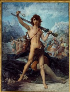 David triumferende. Maleri af Jules Elie Delaunay (1828 - 1891)