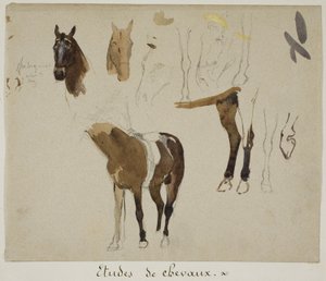 Studier af heste af Jules Elie Delaunay