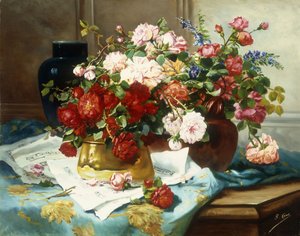 Stilleben med blomster og noder, ca. 1877