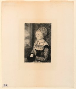 Portræt af en ung kvinde, fra "Etchings of Pictures in the Metropolitan Museum, New York" af Jules Ferdinand Jacquemart