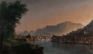 Näkymä Grenoblesta 1800-luvulla (öljy kankaalle) af Jules Jean Baptiste Guedy