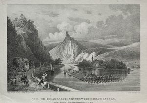 Udsigt over Rolandseck, Nonnenwerth, Drachenfels og Siebenbirge. af Jules Jean Baptiste de Joly
