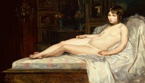 Young Nude Reclining (olie på lærred)