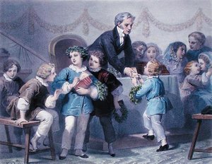 Prisuddelingsceremonien, graveret af Henier, Bettannier og Morlon (farve litho) af Jules Marie (after) Desandre