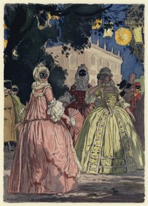 Illustration til Casanovas erindringer (farvelitografi) af Jules Marie Auguste Leroux