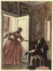 Illustration til Casanovas erindringer (farvelitografi) af Jules Marie Auguste Leroux