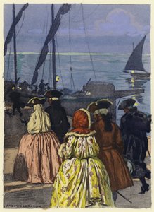 Illustration til Casanovas erindringer (farvelitografi) af Jules Marie Auguste Leroux