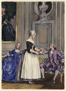 Illustration til Casanovas erindringer (farvelitografi) af Jules Marie Auguste Leroux