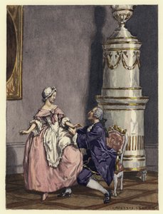 Illustration til Casanovas erindringer (farvelitografi) af Jules Marie Auguste Leroux
