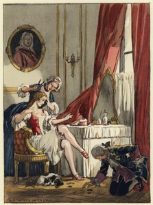 Illustration til Casanovas erindringer (farvelitografi) af Jules Marie Auguste Leroux