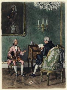 Illustration til Casanovas erindringer (farvelitografi) af Jules Marie Auguste Leroux