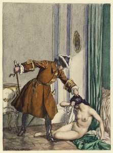 Illustration til Casanovas erindringer (farvelitografi) af Jules Marie Auguste Leroux