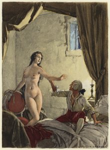 Illustration til Casanovas erindringer (farvelitografi) af Jules Marie Auguste Leroux