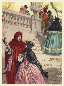 Illustration til Casanovas erindringer (farvelitografi) af Jules Marie Auguste Leroux