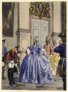 Illustration til Casanovas erindringer (farvelitografi) af Jules Marie Auguste Leroux