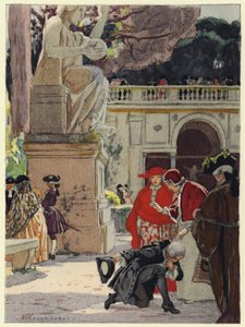 Illustration til Casanovas erindringer (farvelitografi) af Jules Marie Auguste Leroux