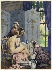 Illustration til Casanovas erindringer (farvelitografi) af Jules Marie Auguste Leroux