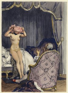 Illustration til Casanovas erindringer (farvelitografi) af Jules Marie Auguste Leroux