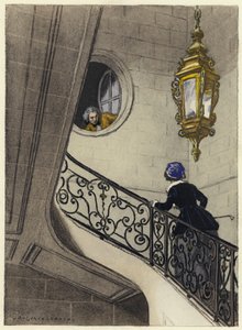 Illustration til Casanovas erindringer (farvelitografi) af Jules Marie Auguste Leroux