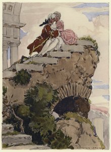 Illustration til Casanovas erindringer (farvelitografi) af Jules Marie Auguste Leroux
