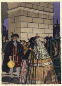 Illustration til Casanovas erindringer (farvelitografi) af Jules Marie Auguste Leroux