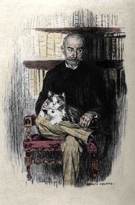 Portræt af Joris Karl Huysmans (1848-1907), forfatter og litteraturkritiker. Tegning af Auguste Leroux (1871-1954). af Jules Marie Auguste Leroux