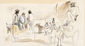 Sort og to vogne af Jules Pascin