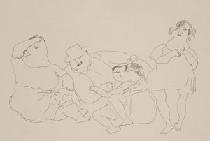 Familie, ca.1923-25 (litografi) af Jules Pascin