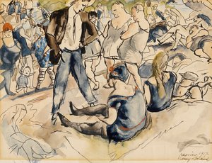 Figures on Beach, Coney Island, 1917 (wc på papir) af Jules Pascin