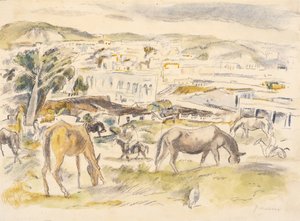 Heste i Landskab af Jules Pascin