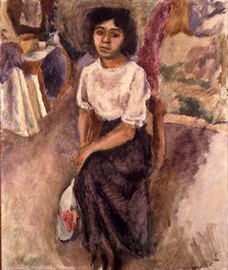 Siddende kvinde, ca. 1915 (olie på lærred) af Jules Pascin