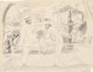 To mænd i parken af Jules Pascin