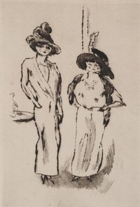 Two Women at the Ball, ca. 1910 (radering) af Jules Pascin