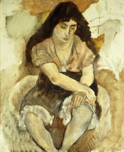 Ung kvinde sidder; Siddende ung pige, 1921 af Jules Pascin