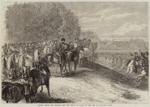 Gennemgang før kejseren og prinsen af Wales i Bois de Boulogne, Paris