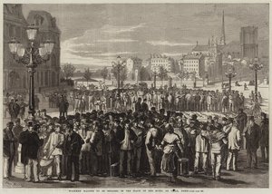 Arbejdere venter på at blive ansat på Hotel de Villes plads, Paris af Jules Pelcoq